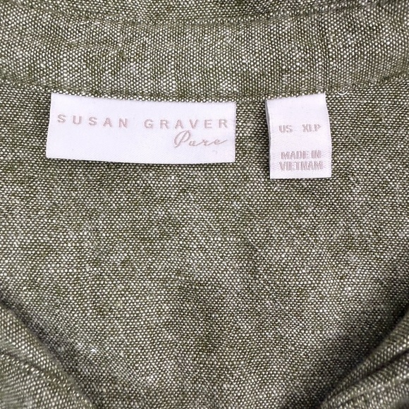 Susan Graver pure linen blend button front dress XLP - Picture 6 of 8